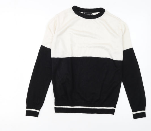 HERE & NOW Women's Black & White Colour Block Acrylic Jumper XS