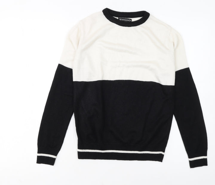 HERE & NOW Women's Black & White Colour Block Acrylic Jumper XS