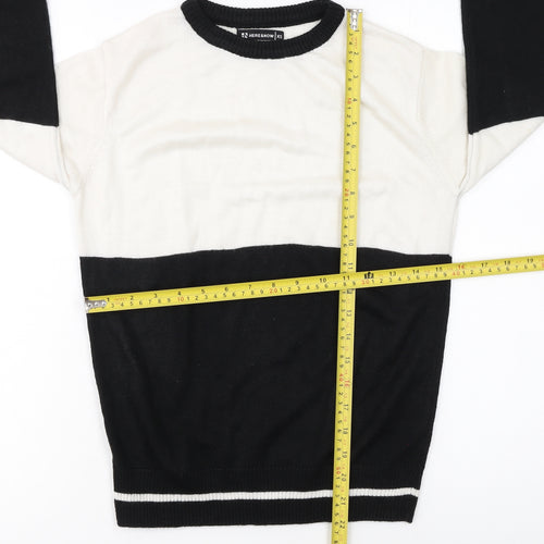 HERE & NOW Women's Black & White Colour Block Acrylic Jumper XS