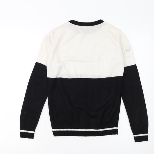 HERE & NOW Women's Black & White Colour Block Acrylic Jumper XS