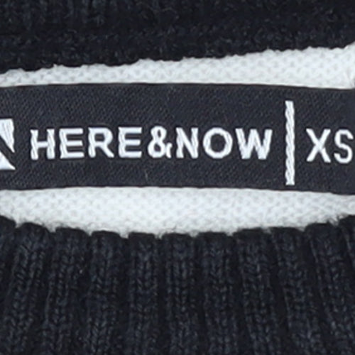HERE & NOW Women's Black & White Colour Block Acrylic Jumper XS