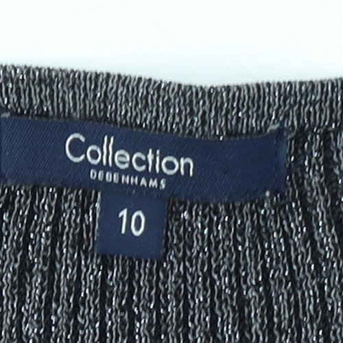 Debenhams Women Grey Size 10 V-Neck Knit Pullover Jumper