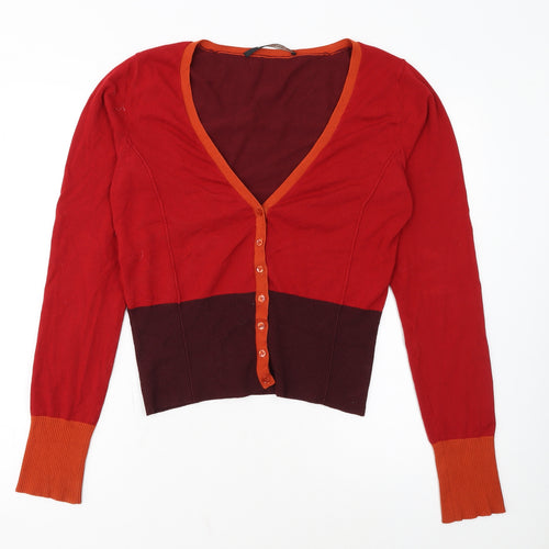 Expresso Womens Red V-Neck Long Sleeve Slim Cardigan L