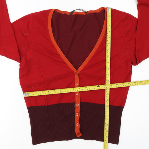 Expresso Womens Red V-Neck Long Sleeve Slim Cardigan L