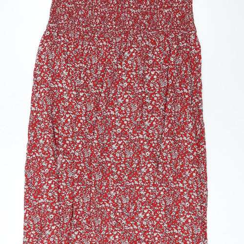 Roman Women's Red Floral Smocked Off Shoulder A-Line Midi Dress Size 20