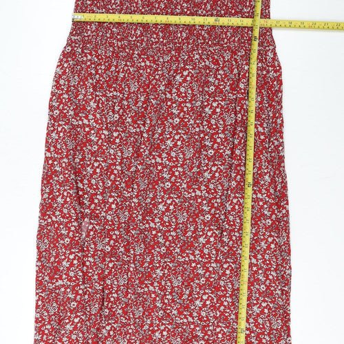 Roman Women's Red Floral Smocked Off Shoulder A-Line Midi Dress Size 20