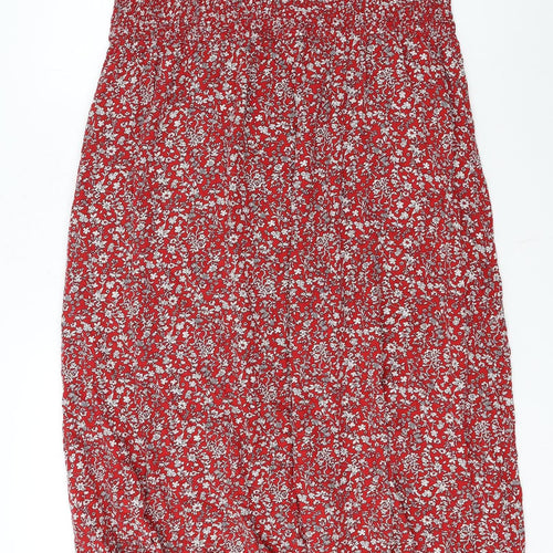 Roman Women's Red Floral Smocked Off Shoulder A-Line Midi Dress Size 20