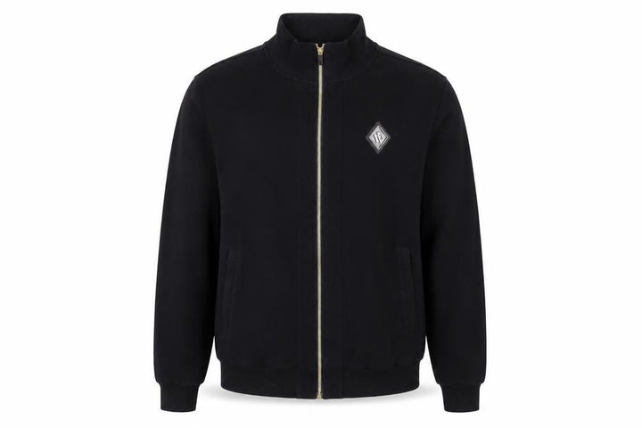 Front view of BE VIP Men’s Black XL Track Jacket Cotton Blend Zip Up