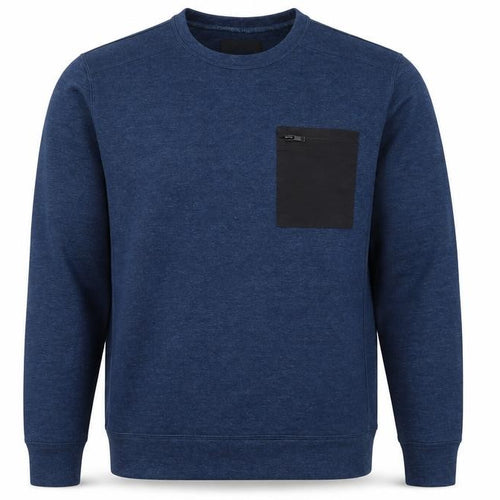 Matalan Mens Blue Pullover Sweatshirt Large Crew Neck Fleece Zip Pocket