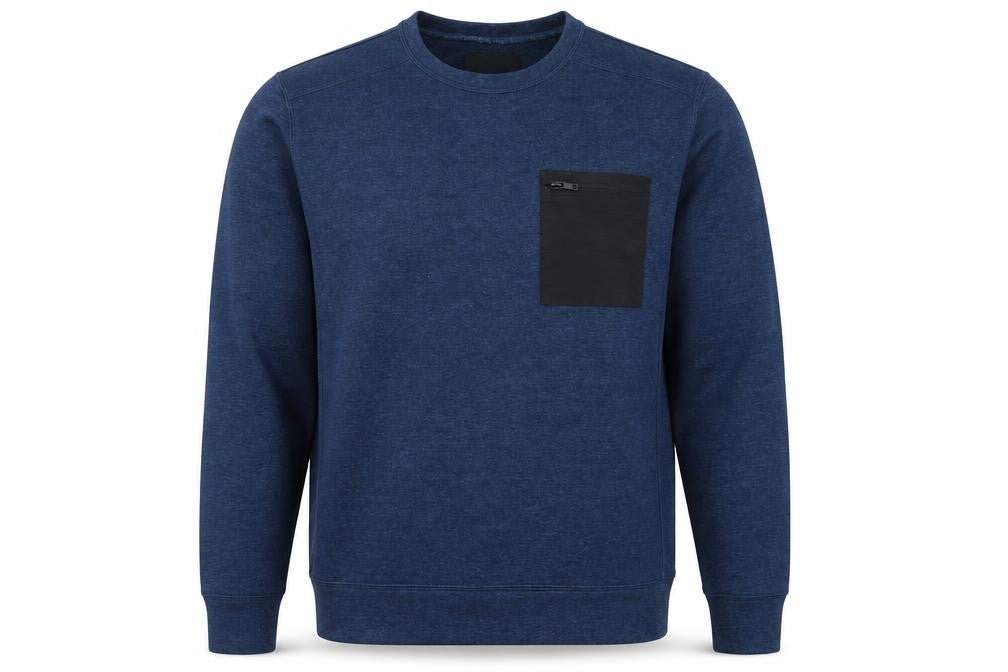Matalan Mens Blue Pullover Sweatshirt Large Crew Neck Fleece Zip Pocket