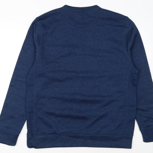 Matalan Mens Blue Pullover Sweatshirt Large Crew Neck Fleece Zip Pocket