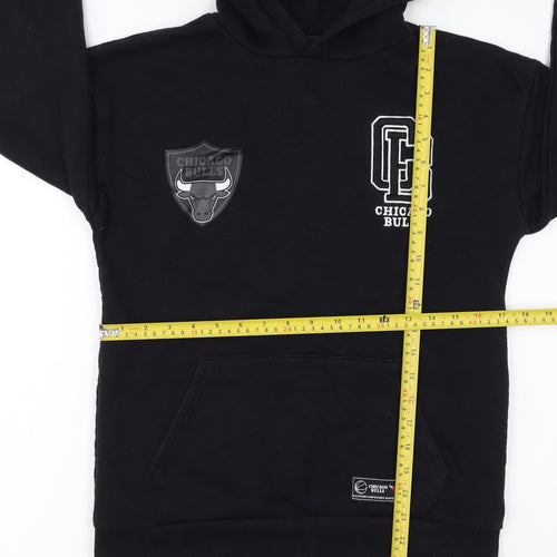 NBA Boys Black Chicago Bulls Pullover Hoodie 11-12 Years Fleece Sweatshirt