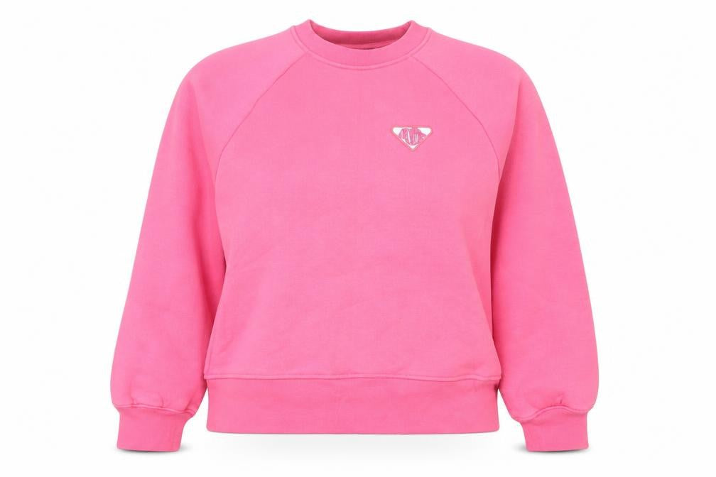 Front view of Couture Women's Pink Crew Neck Pullover Sweatshirt UK 8