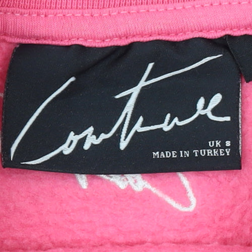 Couture Women's Pink Crew Neck Pullover Sweatshirt UK 8