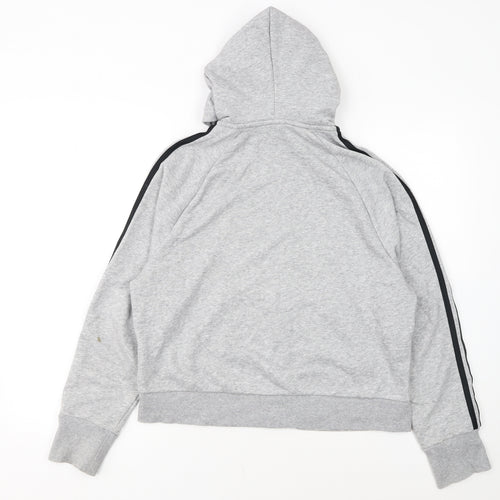 Adidas Womens Grey Full Zip Hoodie M 12-14 Hooded Sweatshirt