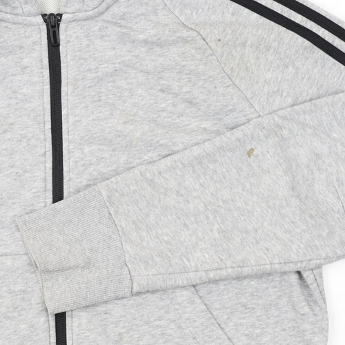 Adidas Womens Grey Full Zip Hoodie M 12-14 Hooded Sweatshirt