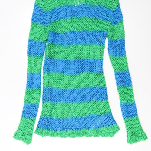 Collusion Women’s Blue Green Striped Knit Jumper Dress Size 12