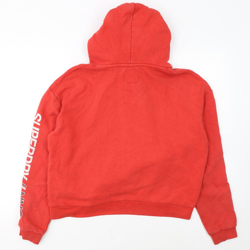 Superdry Womens Red Pullover Hoodie Medium Logo Print Casual