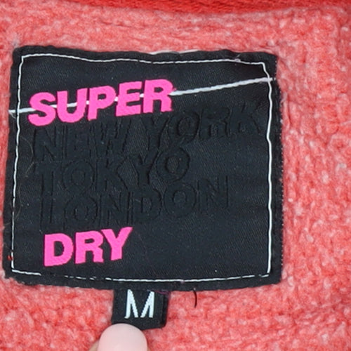 Superdry Womens Red Pullover Hoodie Medium Logo Print Casual
