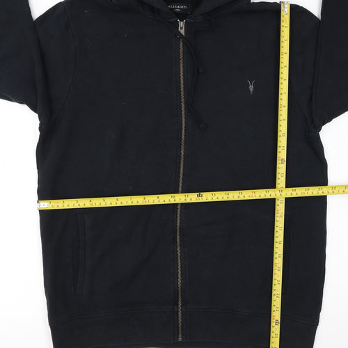 AllSaints Men's Black Full Zip Hoodie Size L Cotton