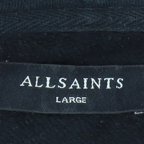 AllSaints Men's Black Full Zip Hoodie Size L Cotton