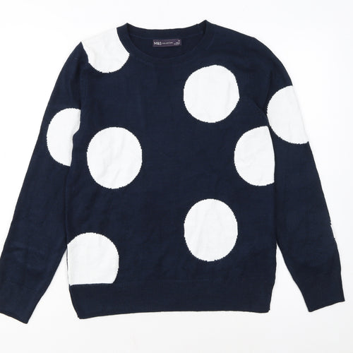Marks and Spencer Women’s Blue Polka Dot Acrylic Jumper Size 10