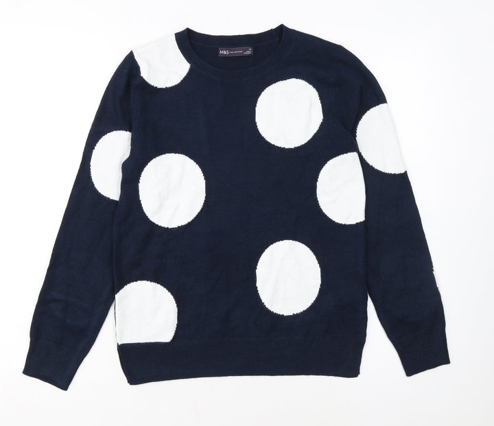 Marks and Spencer Women’s Blue Polka Dot Acrylic Jumper Size 10