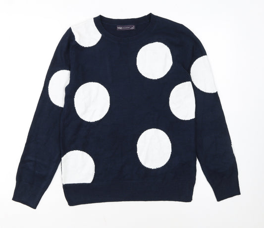 Marks and Spencer Women’s Blue Polka Dot Acrylic Jumper Size 10