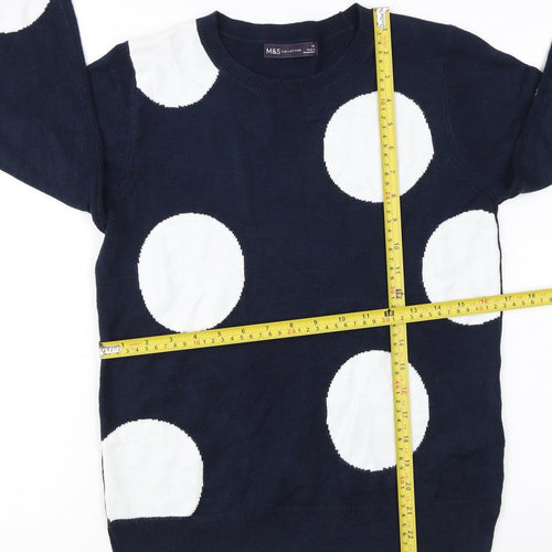 Marks and Spencer Women’s Blue Polka Dot Acrylic Jumper Size 10