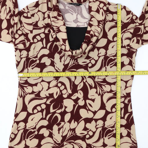 Emreco Women Brown Floral Cowl Neck Pullover Jumper Size 16