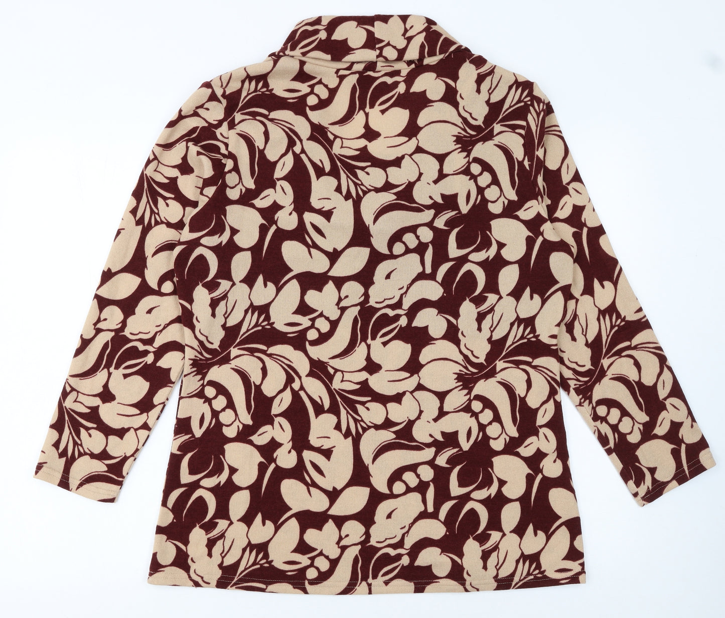 Emreco Women Brown Floral Cowl Neck Pullover Jumper Size 16