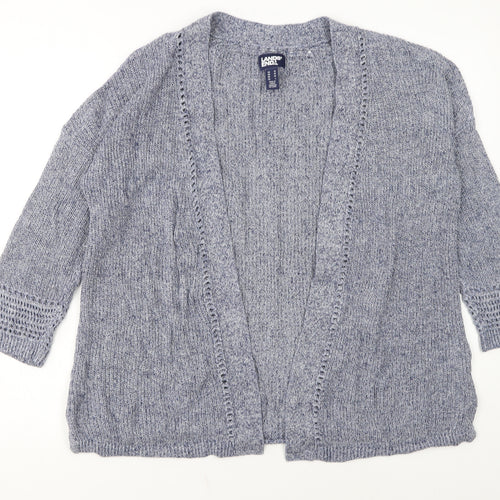 Lands' End Women's Blue Knit Open Cardigan Size M Linen Cotton