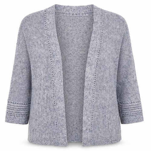 Lands' End Women's Blue Knit Open Cardigan Size M Linen Cotton