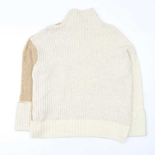 Marks and Spencer Womens Beige Roll Neck Cable-Knit Jumper M