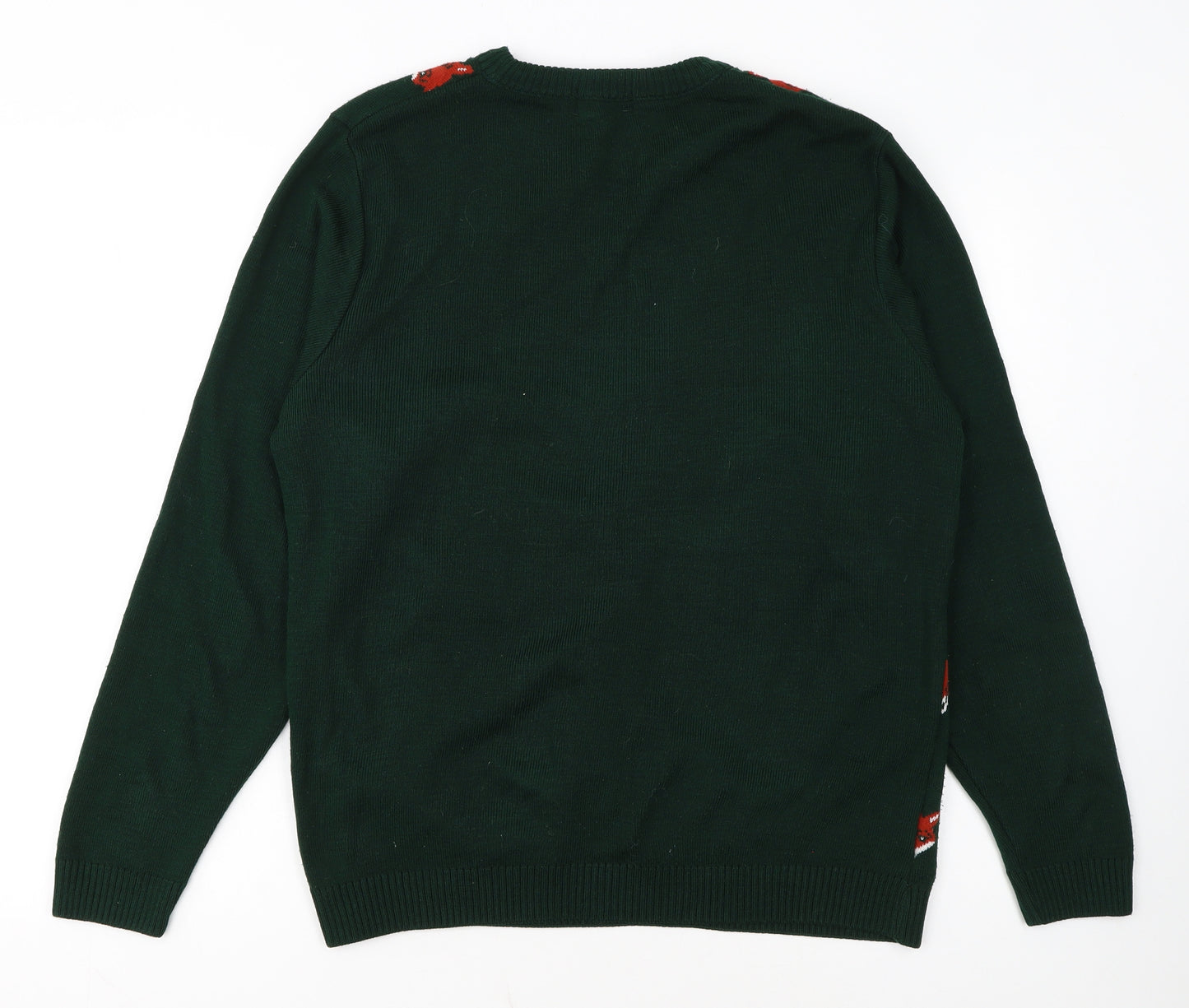 Run & Fly Men's Green Fox Pattern Knit Jumper Size L
