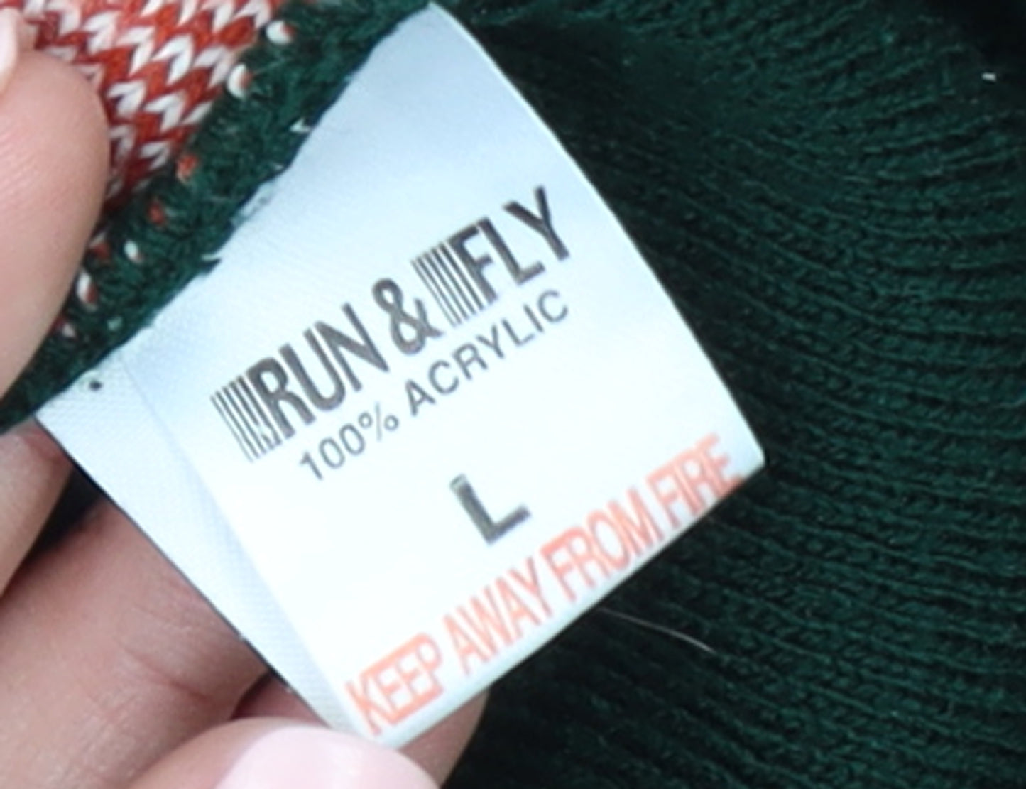 Run & Fly Men's Green Fox Pattern Knit Jumper Size L