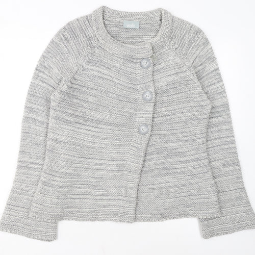 Wallis Women Grey Chunky Knit Button Cardigan M