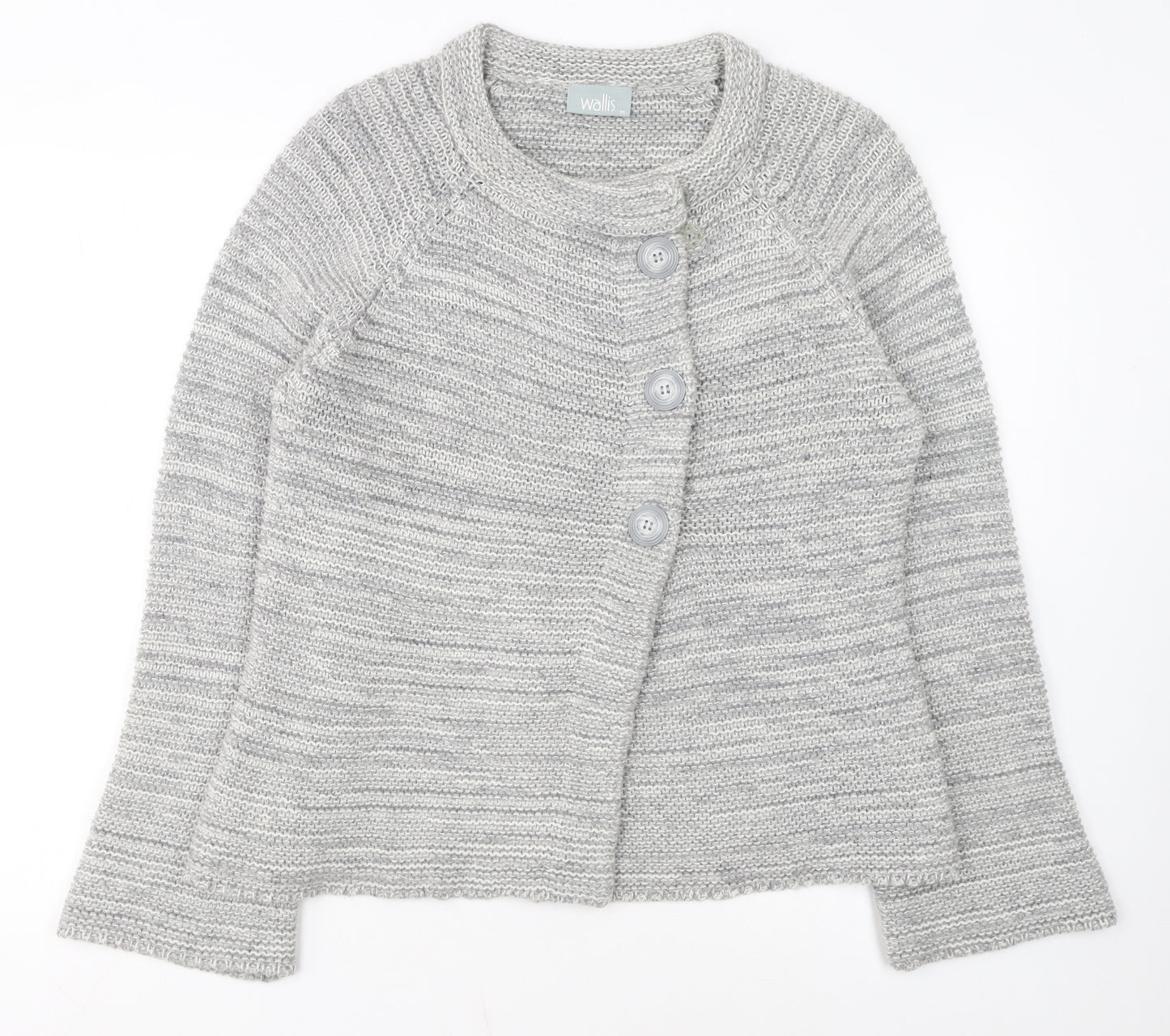 Wallis Women Grey Chunky Knit Button Cardigan M
