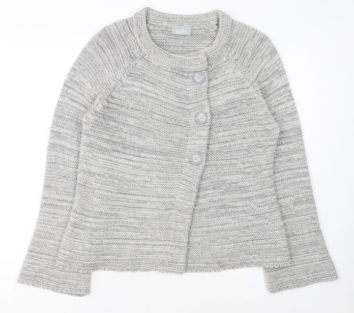 Wallis Women Grey Chunky Knit Button Cardigan M