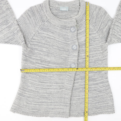 Wallis Women Grey Chunky Knit Button Cardigan M