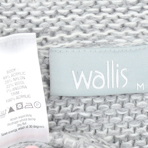 Wallis Women Grey Chunky Knit Button Cardigan M
