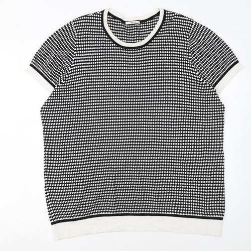 TU Women’s Black White Short Sleeve Jumper Size 22 Knit Classic Style