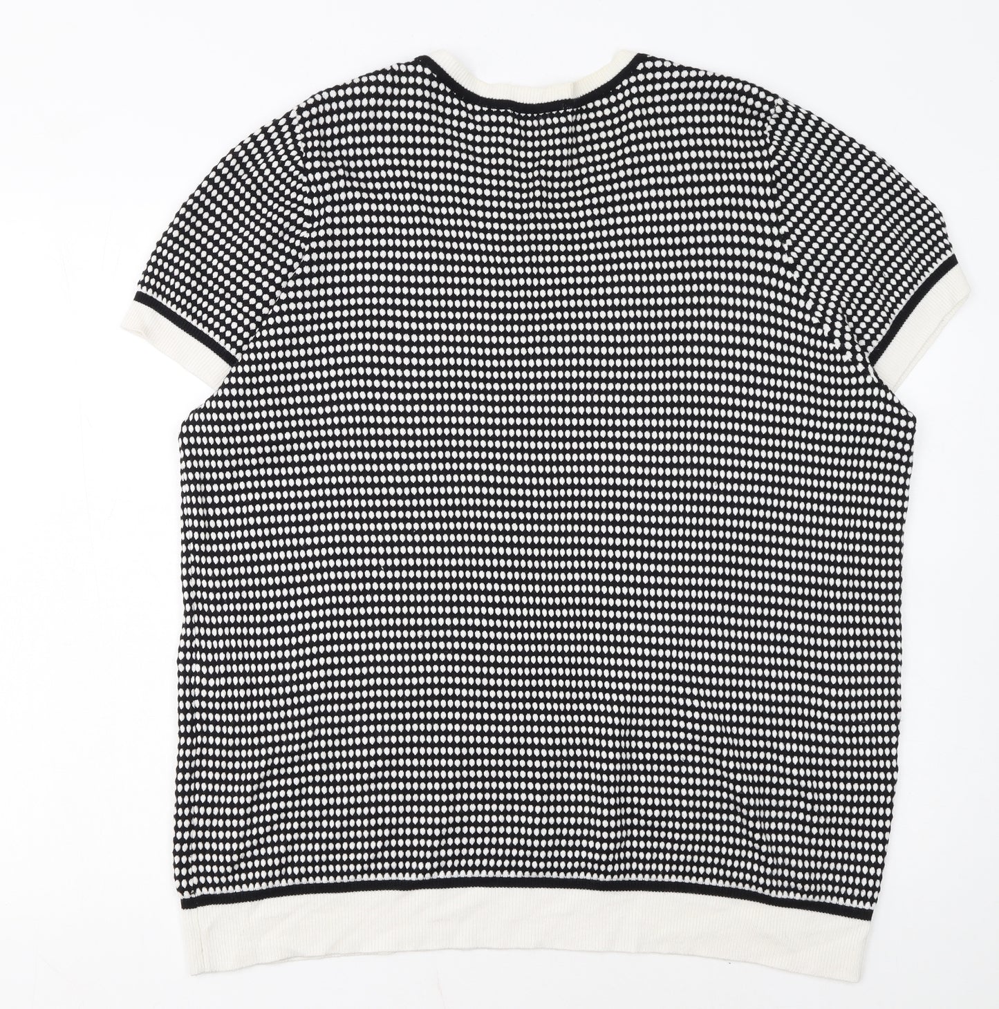 TU Women’s Black White Short Sleeve Jumper Size 22 Knit Classic Style