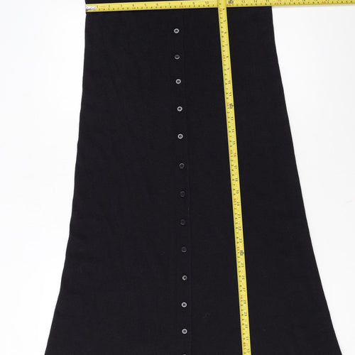 Planet Women’s Black A-Line Knit Midi Skirt Size M Button Front