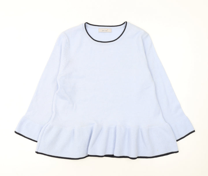 Marks and Spencer Women Blue Ruffle Hem Acrylic Jumper Size 10