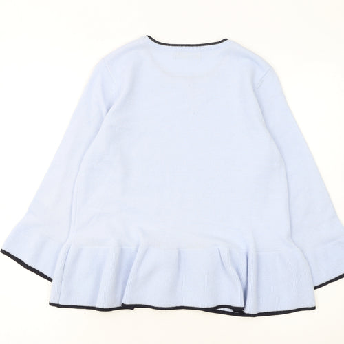 Marks and Spencer Women Blue Ruffle Hem Acrylic Jumper Size 10