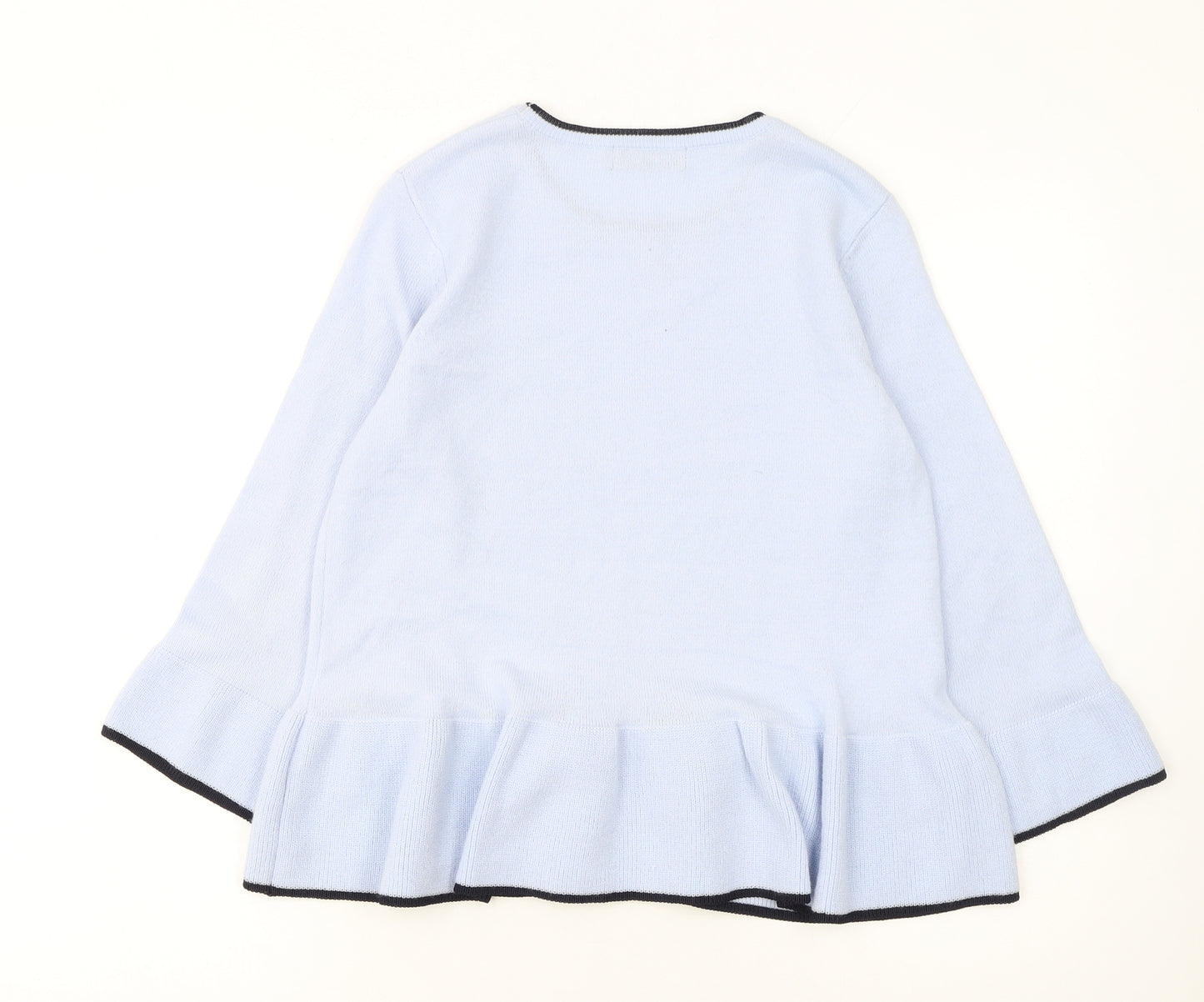 Marks and Spencer Women Blue Ruffle Hem Acrylic Jumper Size 10