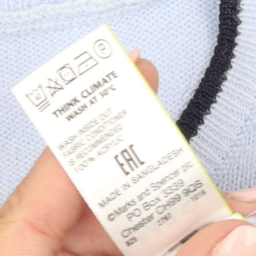 Marks and Spencer Women Blue Ruffle Hem Acrylic Jumper Size 10