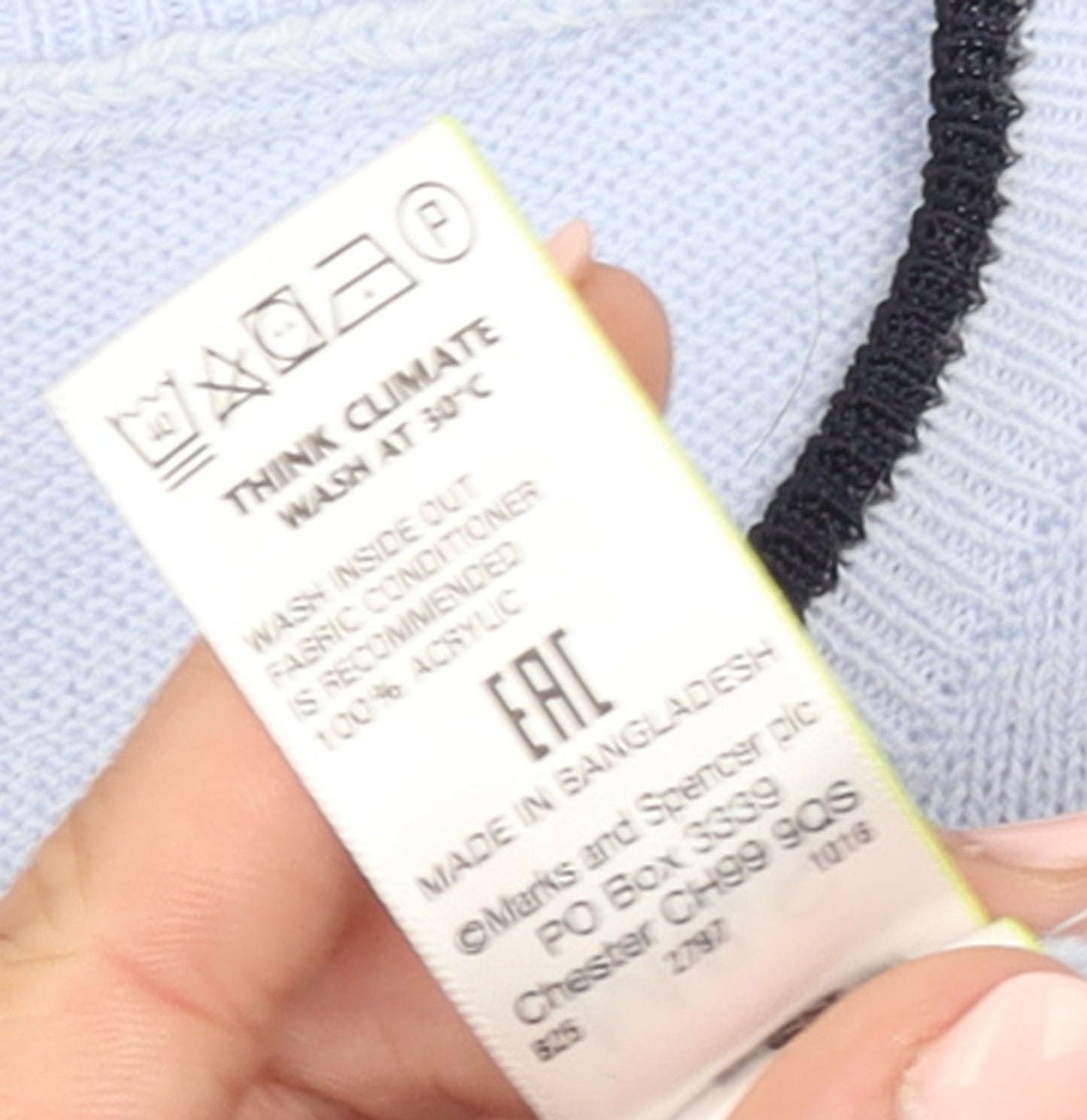 Marks and Spencer Women Blue Ruffle Hem Acrylic Jumper Size 10