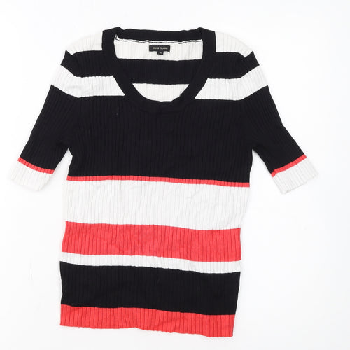 River Island Women's Multicoloured Striped V-Neck Knit Jumper Size 10